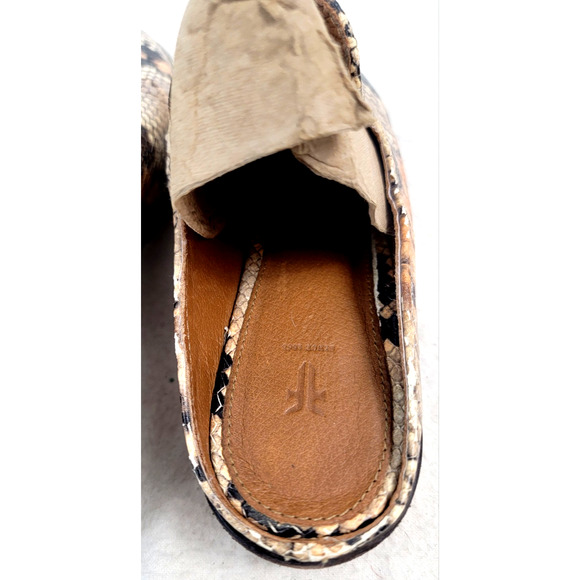 Frye Snakeskin Embossed Leather Mules 7.5M Western Slip-On Block Heel Mexico - Picture 6 of 9